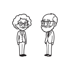 Old people black and white illustration vector image simple minimalist artwork design template
