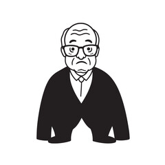 Old people black and white illustration vector image simple minimalist artwork design template
