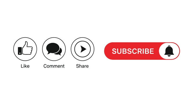 Illustration of youtube like and subscribe button with icons