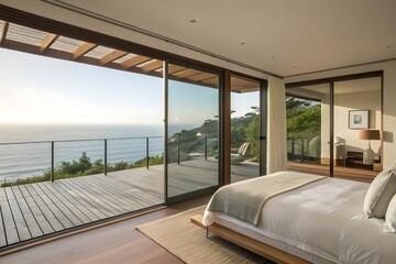Luxury bedroom with a view of ocean 