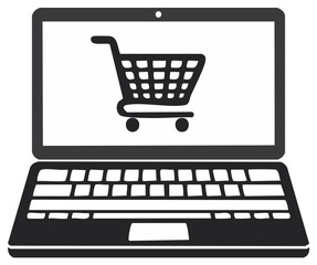 Laptop Displaying Online Shopping Cart Icon