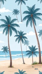 Fototapeta premium Tropical beach scene with many palm trees