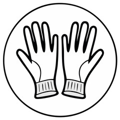 Obraz premium Black and White Vector Icon of Safety Work Gloves Hand Protection Symbol