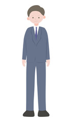 Businessman Standing Straight – Full Body Flat Character Illustration-3