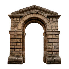 Obraz premium old ancient stone arch gate isolated on white or transparent