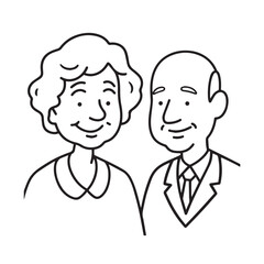 Old people black and white illustration vector image simple minimalist artwork design template
