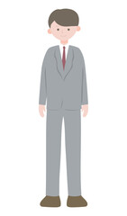 Fototapeta premium Businessman Standing Straight – Full Body Flat Character Illustration-4