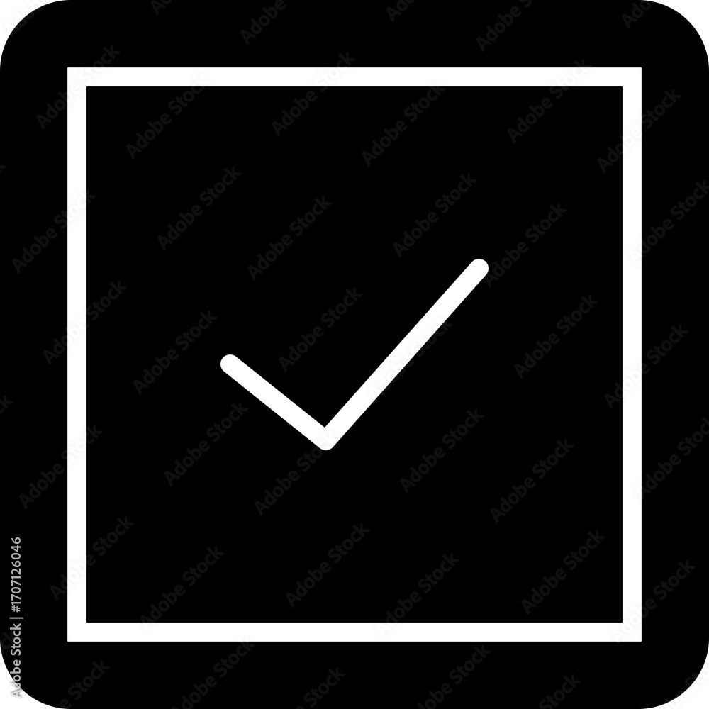 Poster green check mark icon for confirmed and correct actions