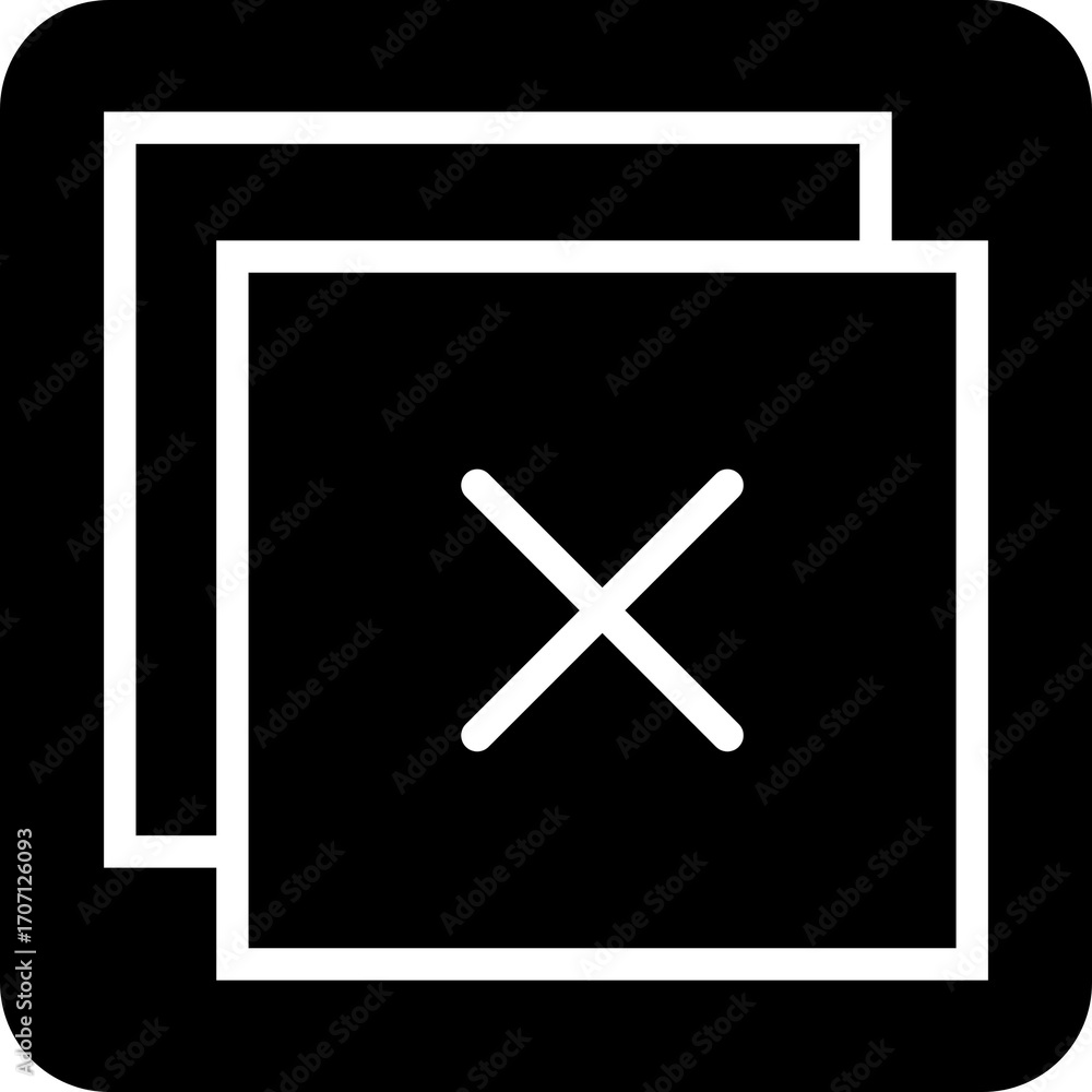 Poster x mark close icon for cancel exit and delete actions