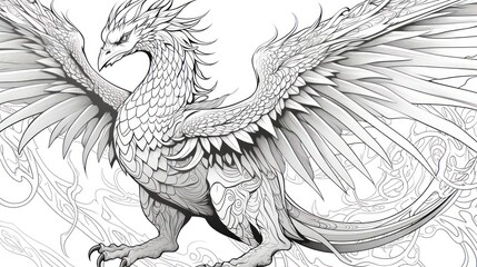 Fototapeta premium Majestic winged dragon illustration
