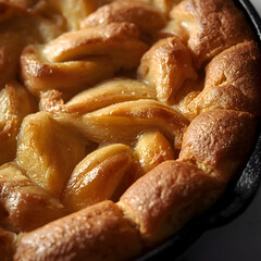 Delightful golden brown German apple pancake, lovingly known as Dutch baby, presents tempting aroma and satisfying warmth, perfect for any joyous occasion