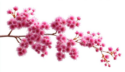 Fototapeta premium Pink Cherry Blossom Branch on White Background