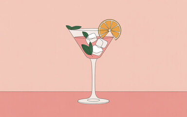 Minimalist Cocktail Elegance Ice and Citrus in a Sleek Glass”