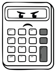 Cartoon Style Angry Calculator with Buttons and Display Screen Math Tool Icon