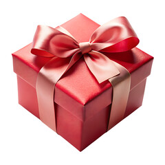 Obraz premium Red Gift Box with Satin Ribbon Bow Present for Special Occasion Isolated on Transparent Background on transparent background