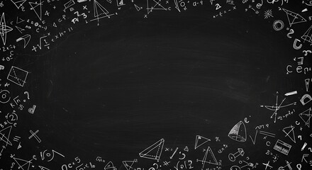 Chalkboard style math symbols background for education and business design.