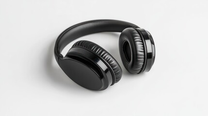 Black over ear headphones on white background