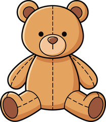 Cute cartoon teddy bear toy, isolated stuffed animal illustration for children, perfect for kids' design, nursery decor, and baby products.