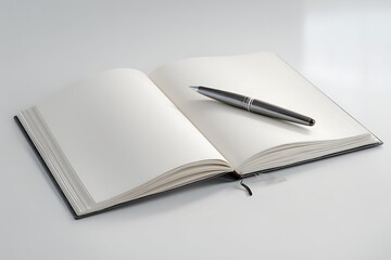 Elegant open notebook with a stylish pen, perfect for business planning, journaling, and creative writing