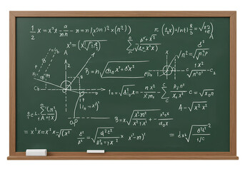 Mathematics Equations Chalkboard:  Algebra, Calculus, Geometry Formulas Background