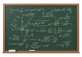 Mathematics Equations Chalkboard: Algebra, Calculus, Geometry Formulas Background