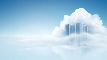 Fototapeta premium Skyscrapers floating in a cloud