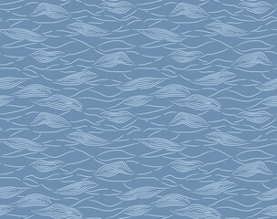 Japanese Ocean Wave Line Vector Seamless Pattern