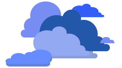  Simplified cloud illustration with layered dark blue and blue shapes on a white background