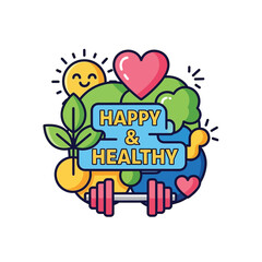 Aesthetic Happy and Healthy Positive Vibes Groovy Retro Good Vibes Graphic