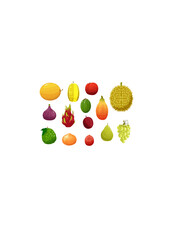 Ripe and fresh exotic fruits cartoon set.ai
