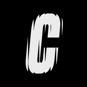 Abstract Sliced Glass White Letter C Glitch Animation Loop