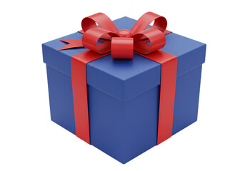 Obraz premium Blue Gift Box with Red Ribbon: A Perfect Present