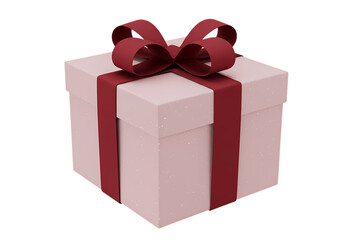 Obraz premium Pink Gift Box with Burgundy Ribbon: Festive Present, Celebration, Holiday Packaging, 3D Render