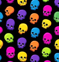 Obraz premium halloween skulls pattern