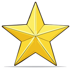 Obraz premium Illustration of a Shining Golden Five Pointed Star Award with Deep Black Outline