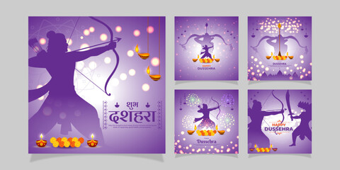 Vector illustration of Happy Dussehra social media feed template