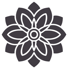 Elegant Floral Motif, Symmetrical Flower Pattern with Geometric Design Elements