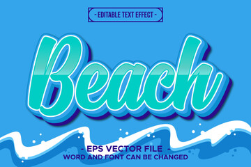 Editable Beach Text Effect with Summer and Ocean Style Vector Design