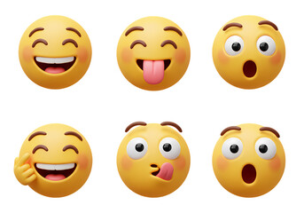 3D Emoji Set: Happy, Playful, Surprised Expressions for Digital Communication