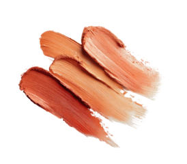 Cosmetic swatches, various shades of terracotta