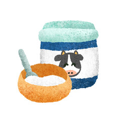 かわいいヨーグルトの手描きイラスト素材