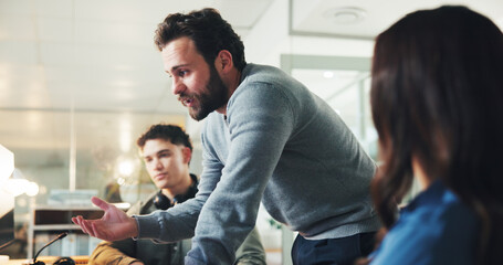 Call center, help desk and business people in office, coaching and cooperation. Mentor, employees...