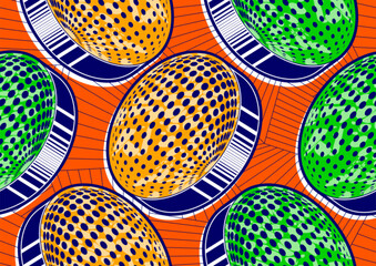 African fabric seamless pattern, Circle dots in circle shape, Traditional abstract vector for fabric and fashion printing. Not generated by AI. Tribal design for clothing.