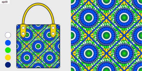 Seamless African tribal abstract pattern design, perfect for fashion fabric, bag mockup, textile art, and screen printing. Original vector illustration for ethnic cultural fabric. Not AI-generated.