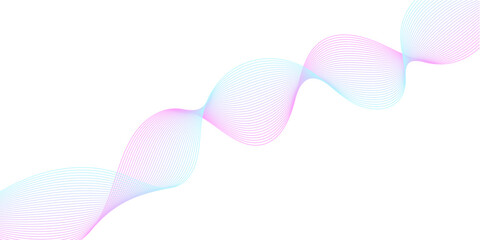 Pink Blue Gradient Abstract Wave Line Pattern on White Background