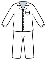 Naklejka premium Illustration of a white pajama set with black outlines, simple vector design