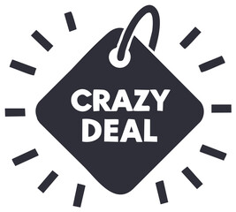 Crazy Deal label with burst lines for promotion and special offers