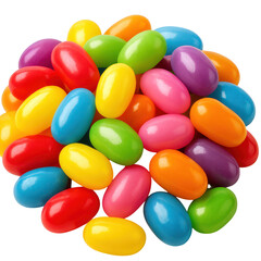 Colorful jelly beans assortment studio isolated on transparent background
