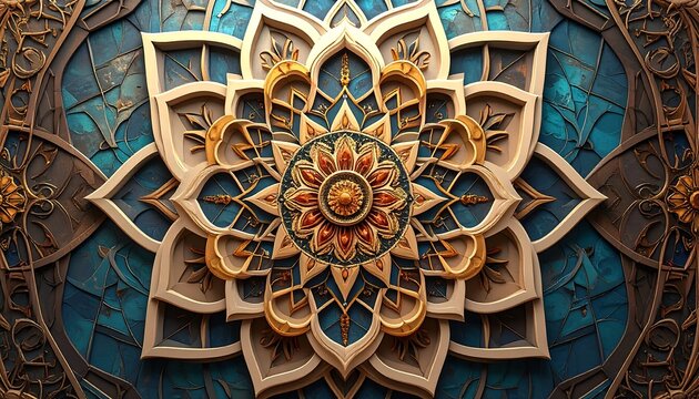 Ornate, layered floral mandala design