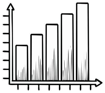 Hand drawn rising bar chart sketch showing business growth and financial success